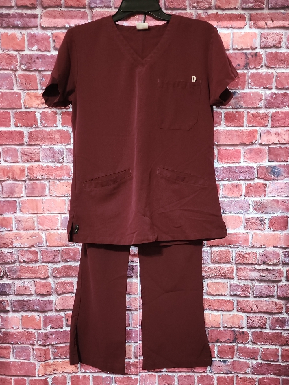 AVE By Medline Maroon Medical Nurse Scrub Top & Pants Set